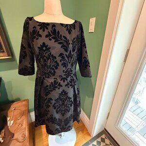 Damask Print Semi Formal Black Dress Sz M